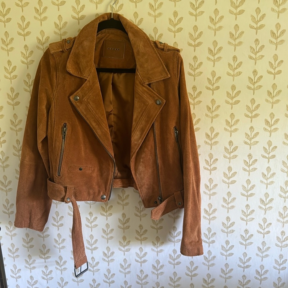 BLANK NYC Genuine Suede Cropped Moto Jacket